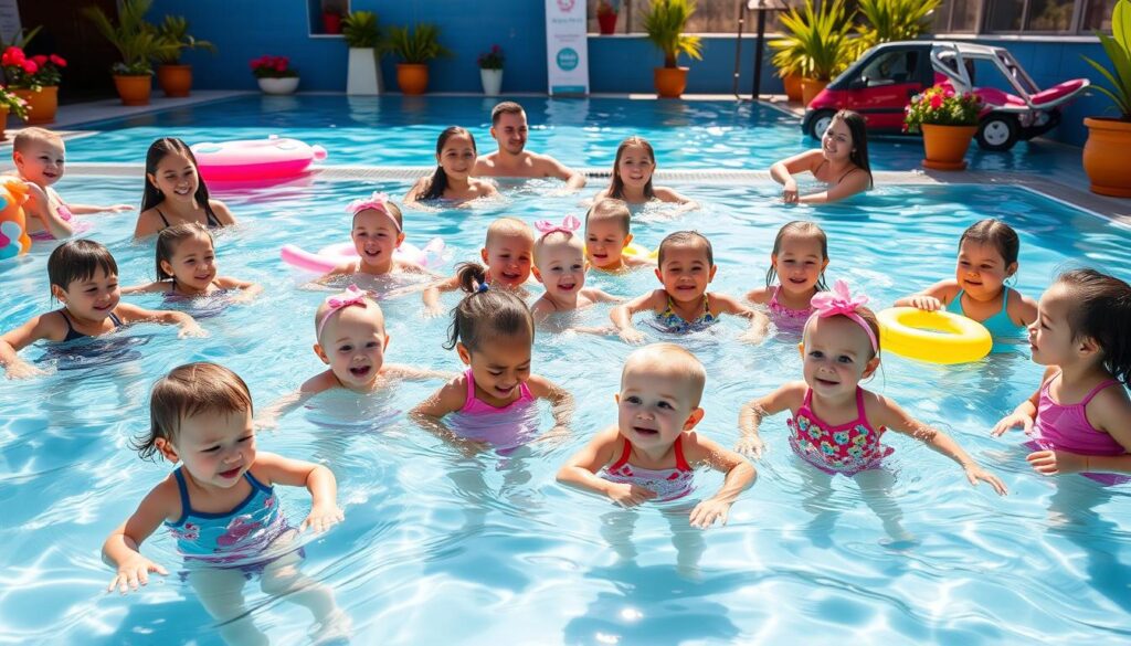 בחירת שיעורי שחייה לתינוקות נקבה