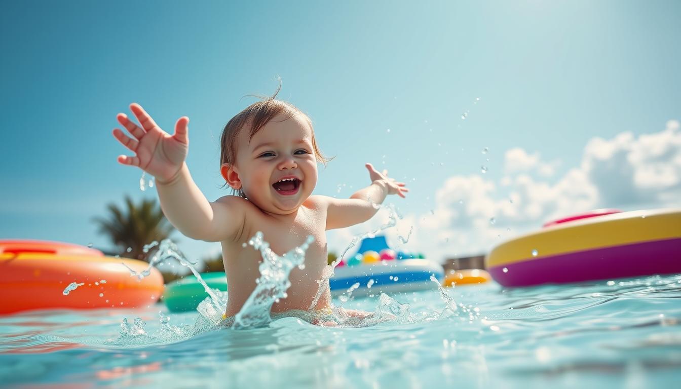 baby swimming