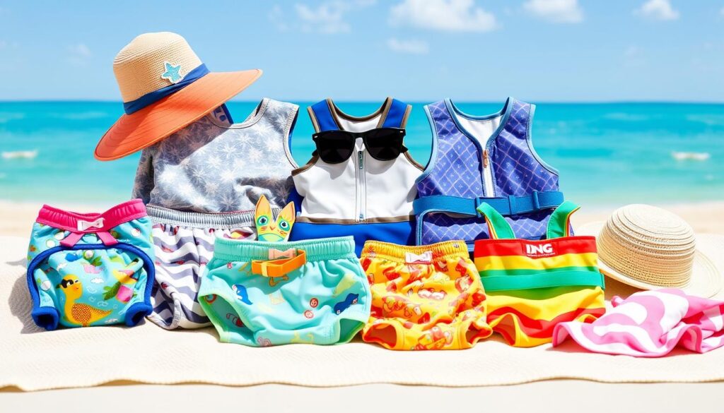 טיפות שחייה לתינוקות, חגורות שחייה לפעוטות וציוד הגנה מפני השמש לתינוקות